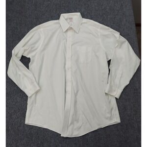 Brooks Brothers Shirt Mens 17.5 -35 White button Up Dress Long Sleeve Non Iron
